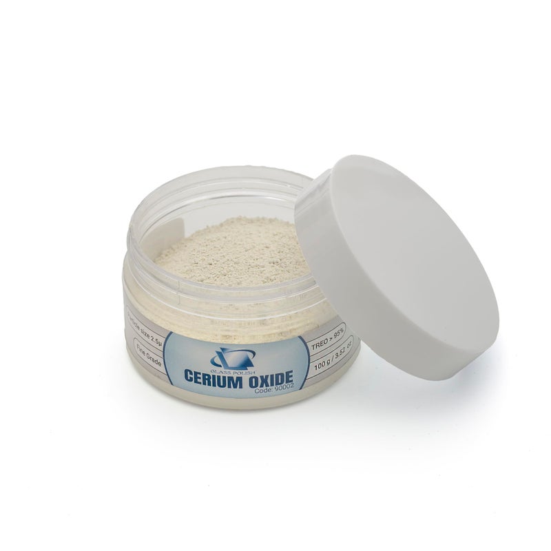 GLASS POLISH PRO 3.52oz (100g) Cerium Oxide, Fine-Grade Glass Polishing Powder, Refined Formula, TREO 95%, 2.5 Microns, White â€“ GP90002 - Image 1